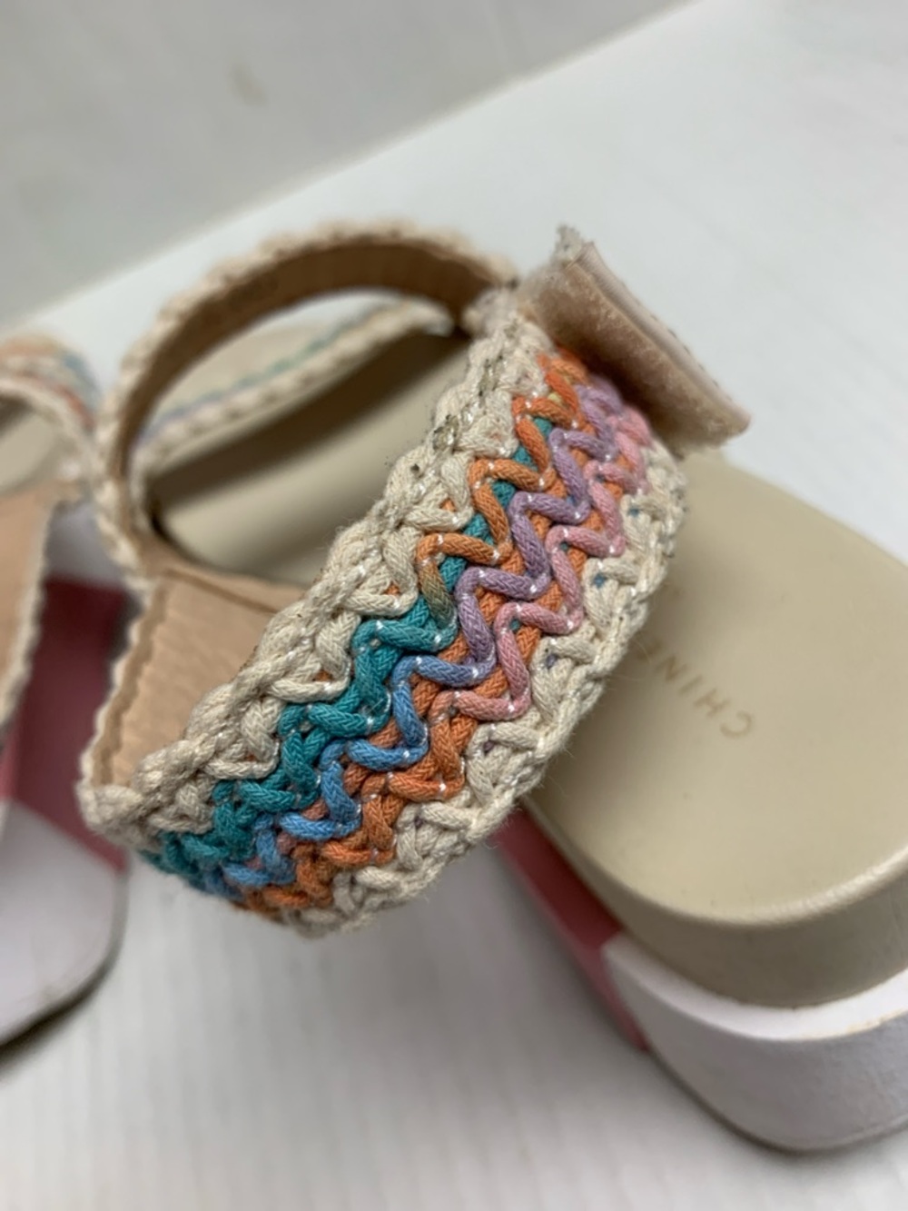 Chinese Laundry Eagan Crochet Sandals Chunky Adjustable Size 7 Pastel - Picture 5 of 9